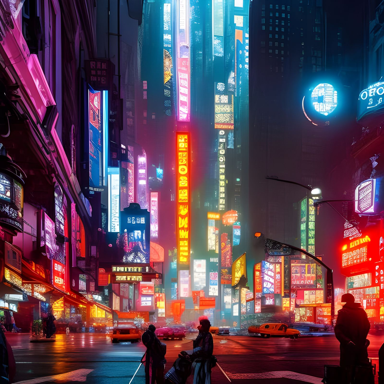 Cyberpunk Street Stand in Neon City