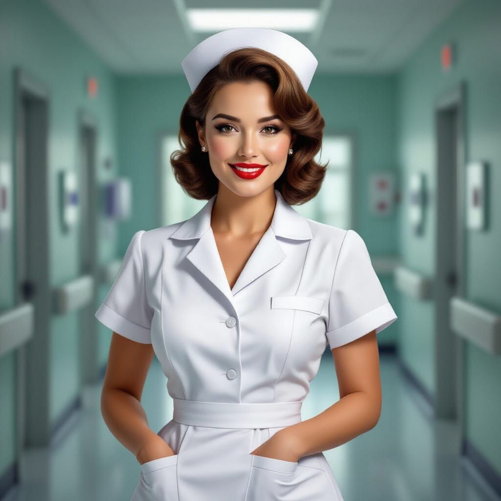 Curvy Nurse in Hospital Setting: Photorealistic Style