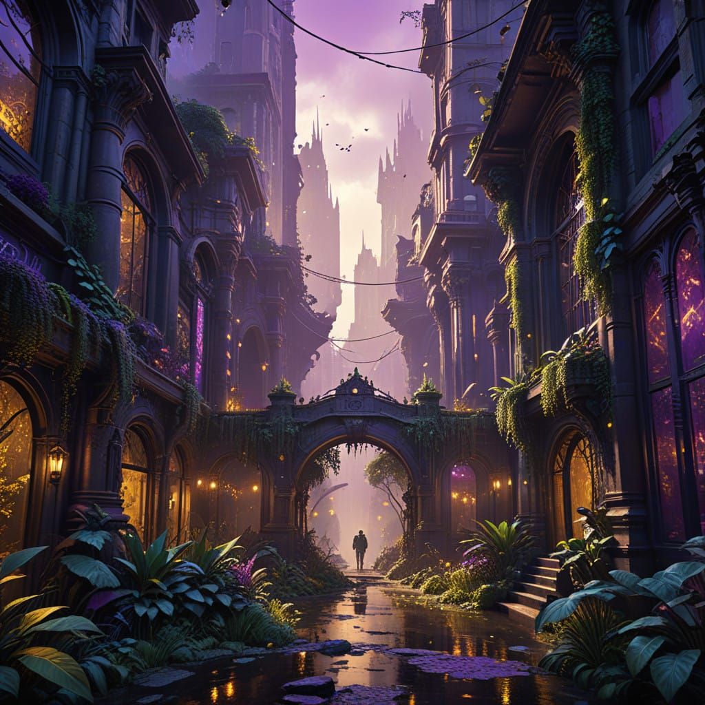 Dark Fantasy Cityscape in Hyperdetailed Style