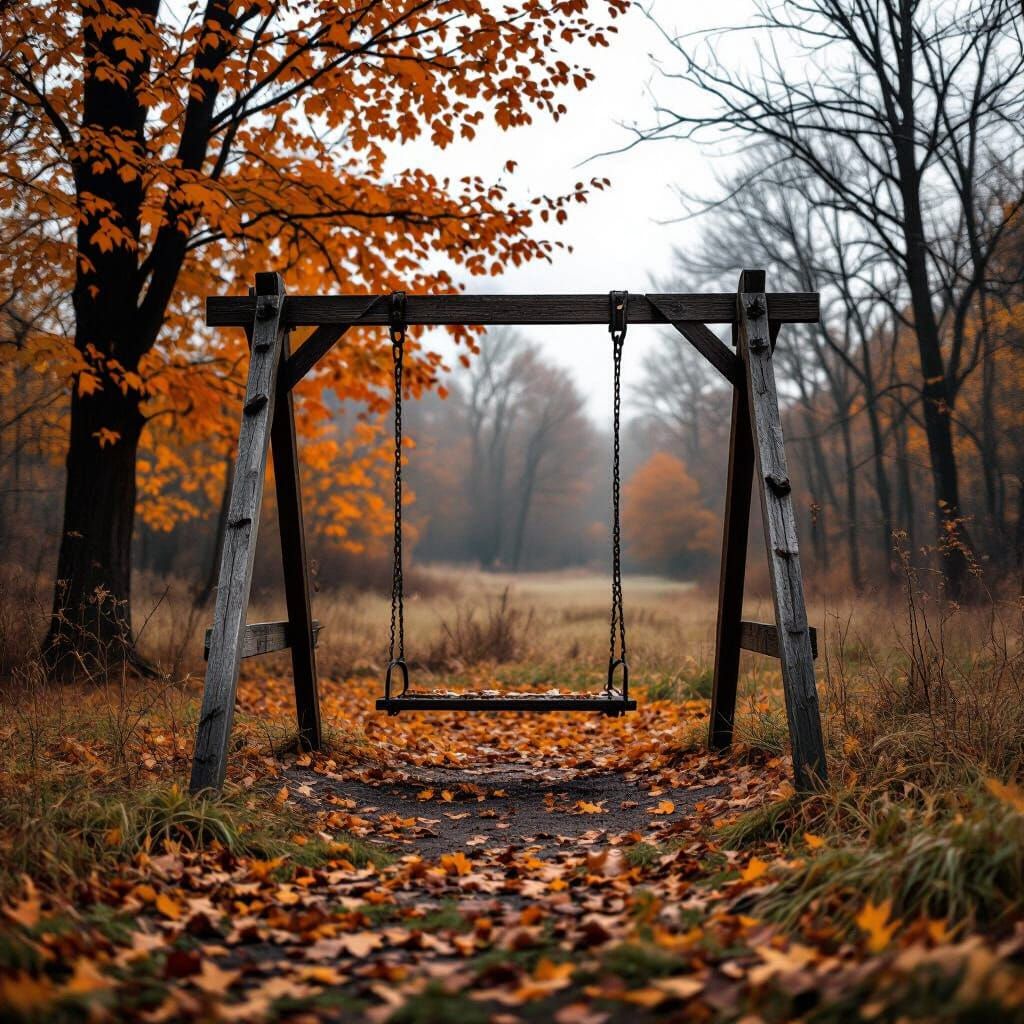 Moody Abandoned Playground in Autumn's Glow