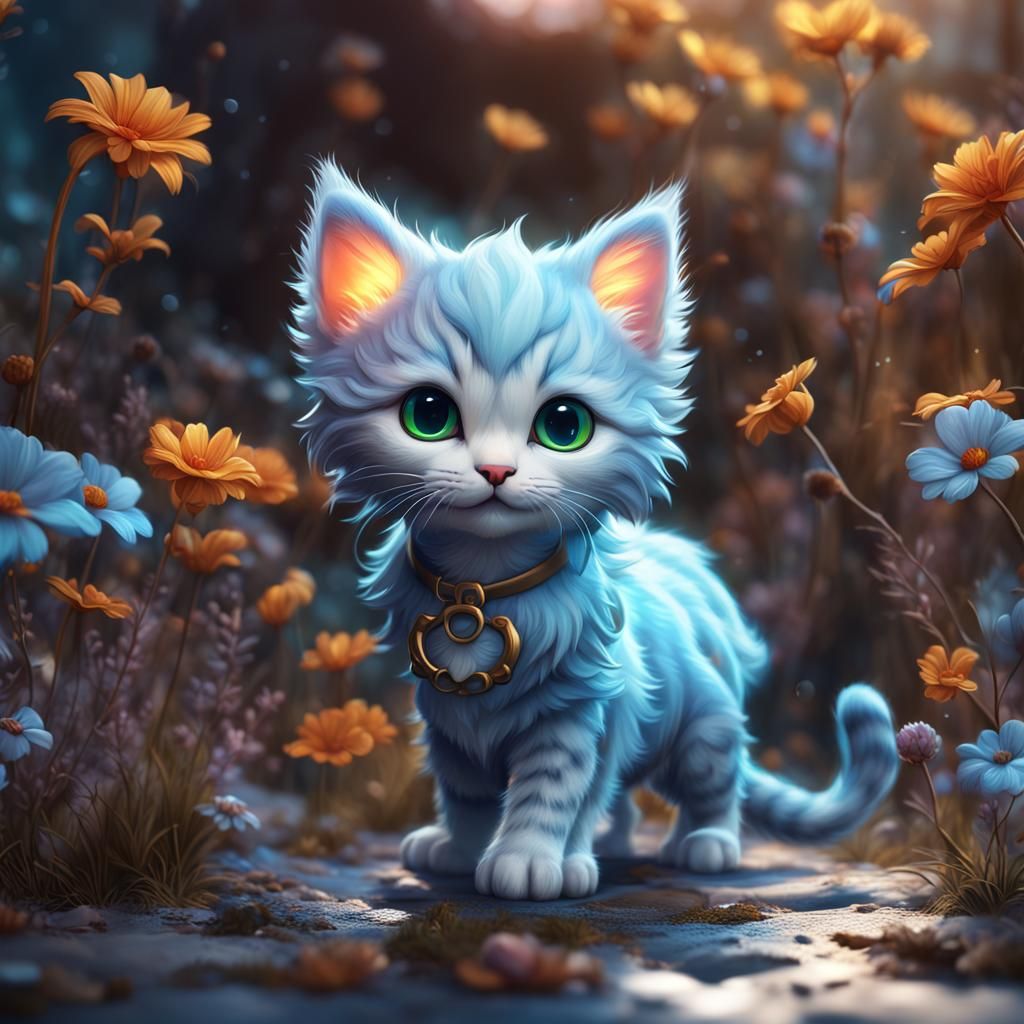 Cute Kitten in Detailed Matte Painting