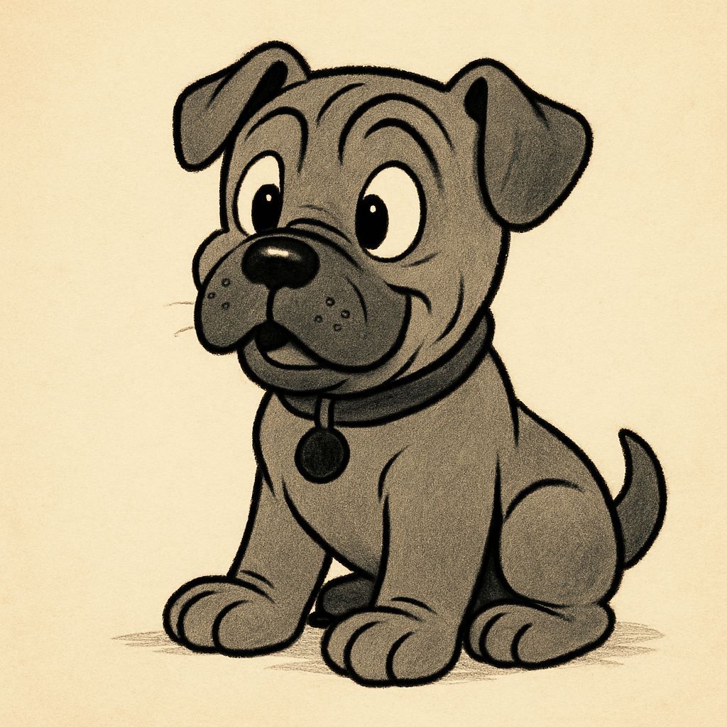 Cane Corso Puppy in Vintage Disney Cartoon Style