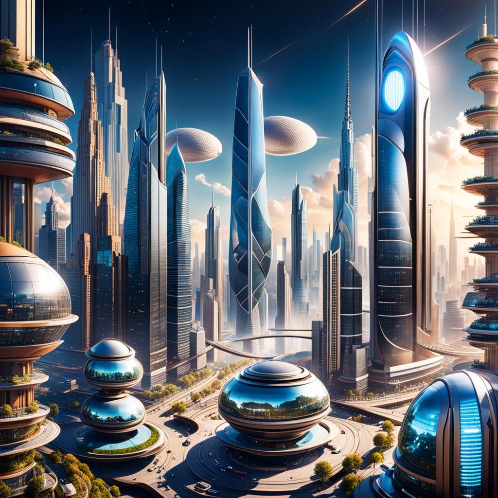 Futuristic High-Tech Cityscape of Earth