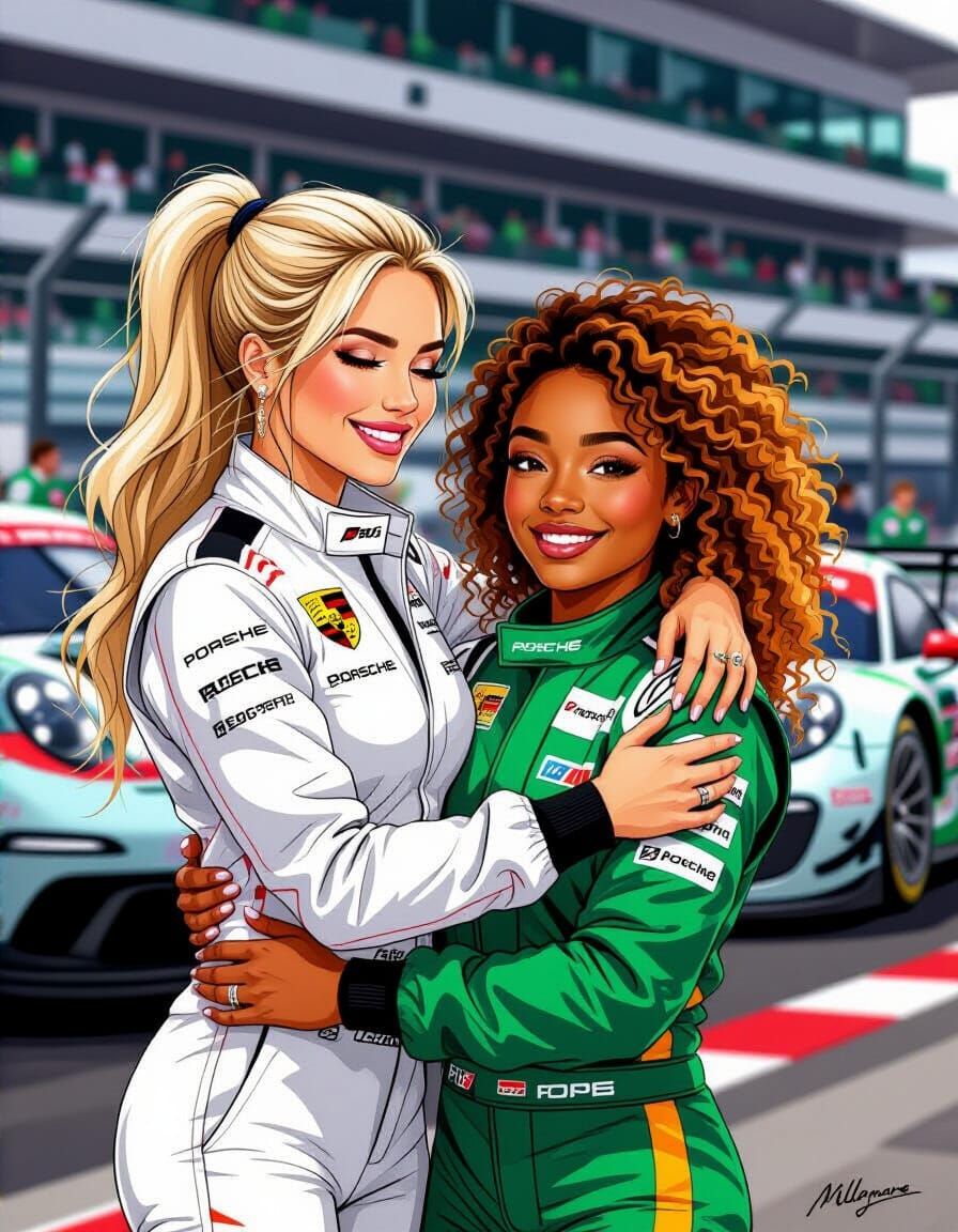 Porsche Racers Embrace Friendship at Le Mans