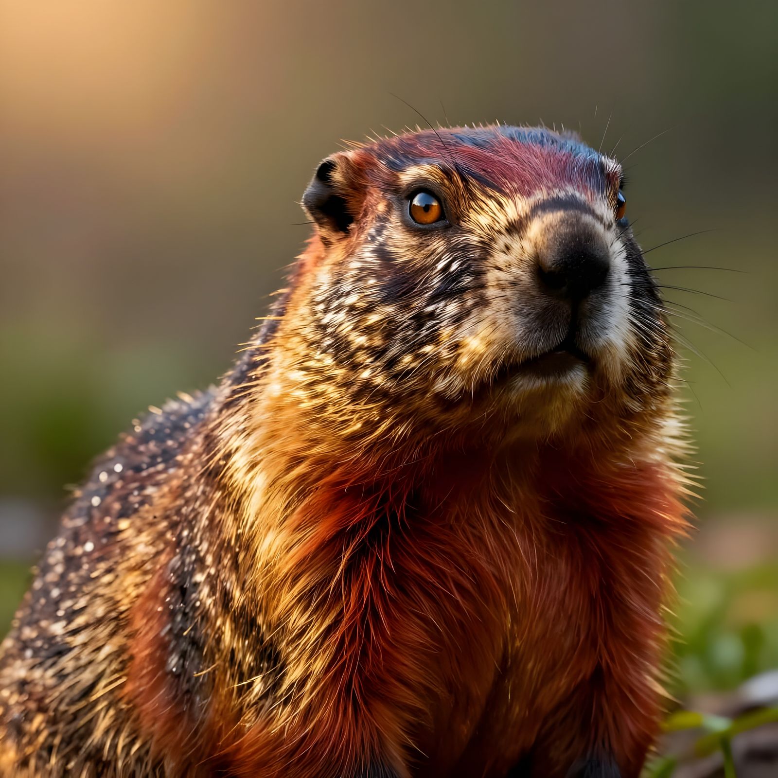 Majestic Groundhog at Sunrise, Fine Art CGI