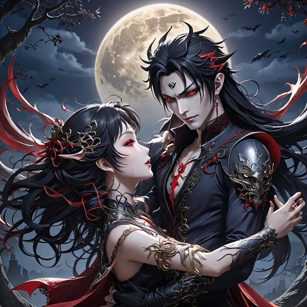 Anime Vampire Naga Dance in Twilight Hues