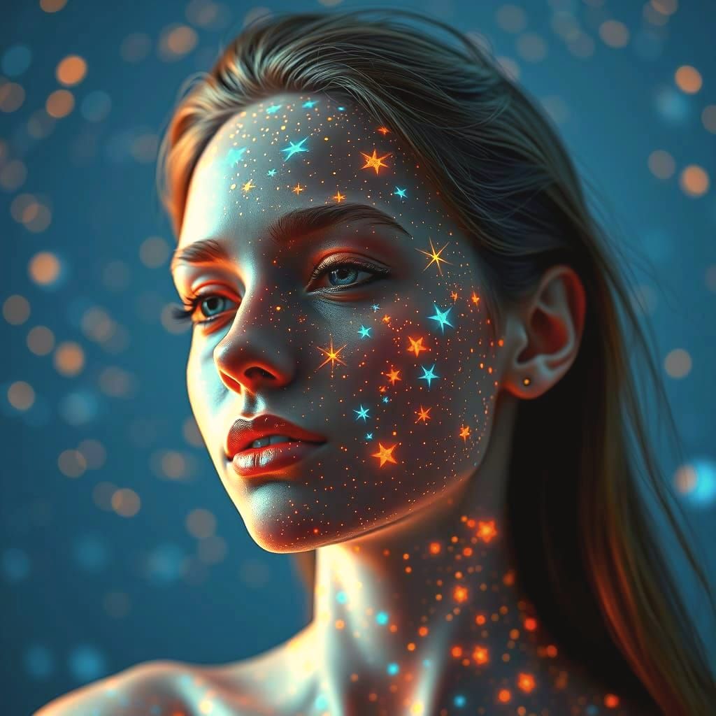 Hyper-Realistic Swedish Beauty Under Celestial Stars