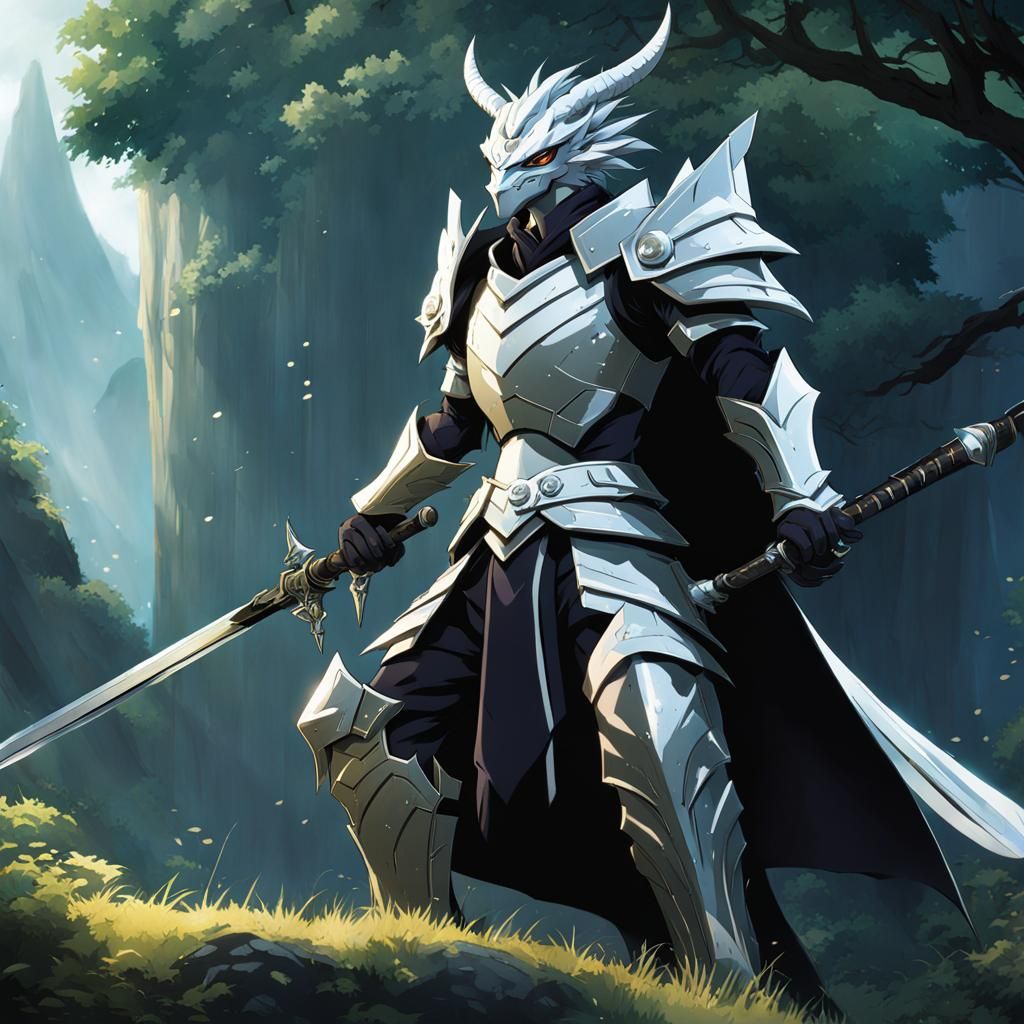 Dragonborn Warlock in Anime Style