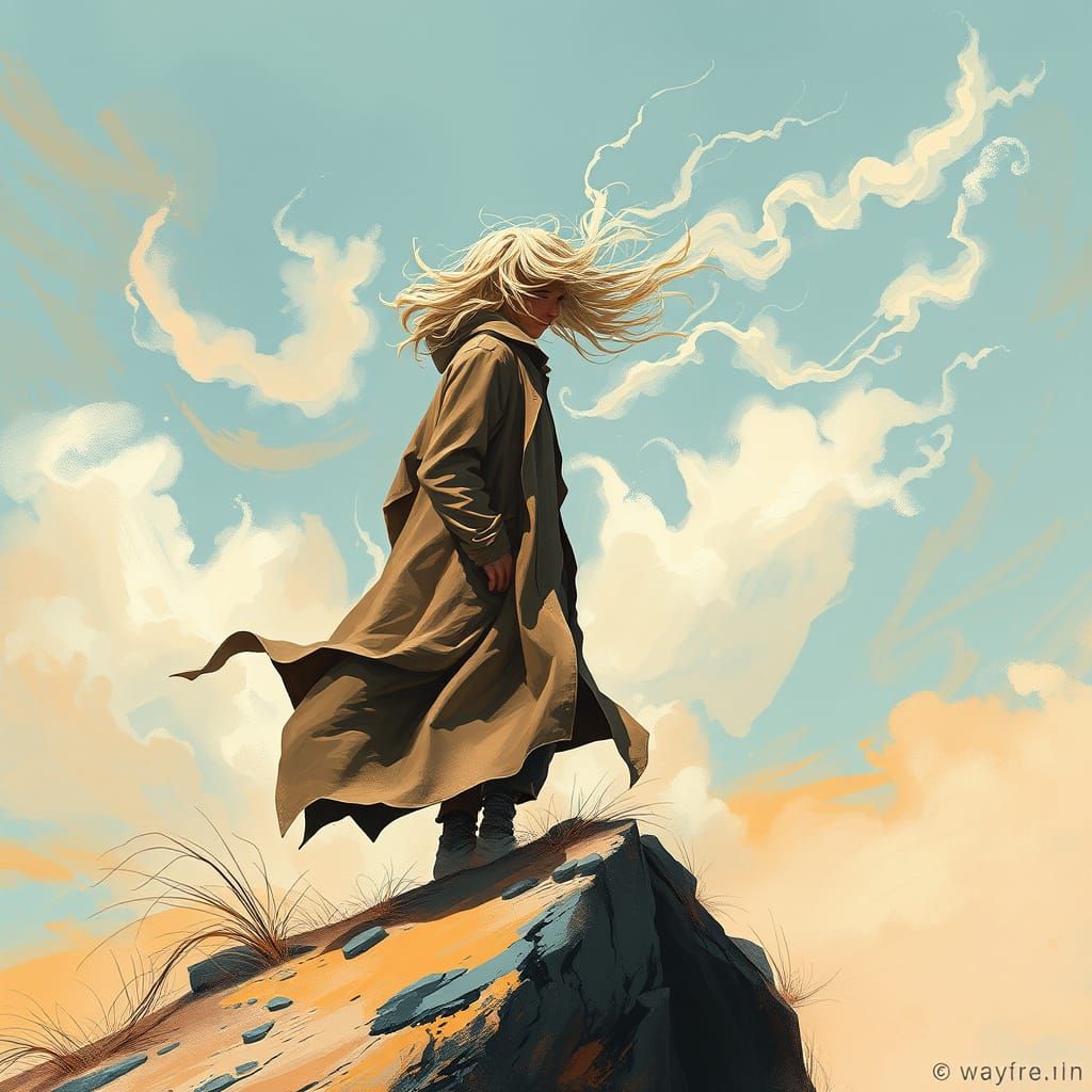 Ethereal Wanderer Captured in Dreamlike Landscape