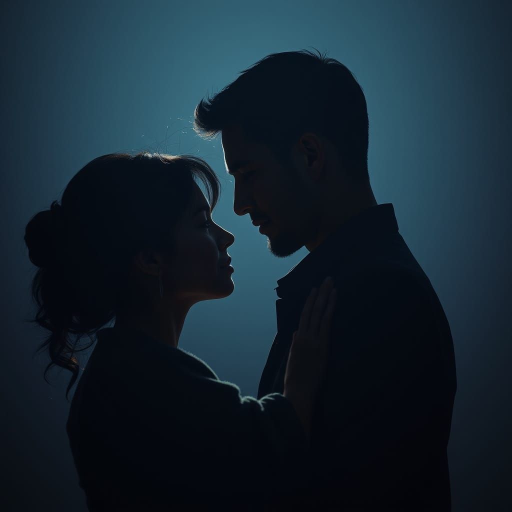 Ethereal Monochrome Portrait of Embracing Couple
