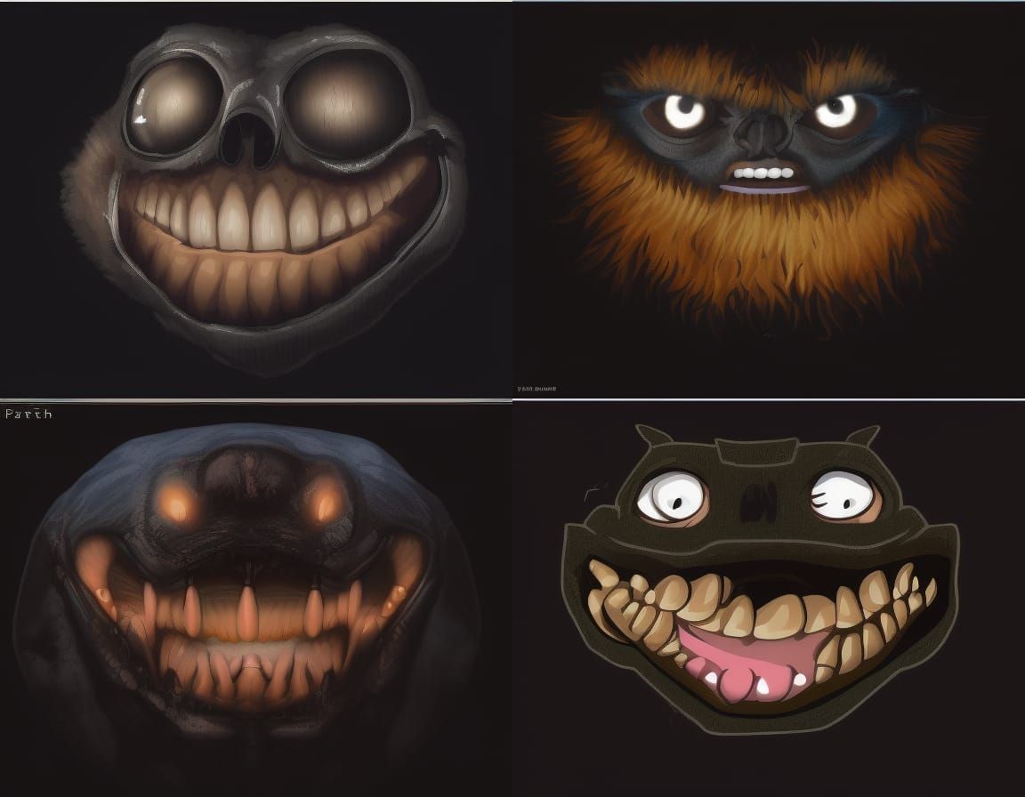 Demonic Smile Dog in Dark Fantasy Style