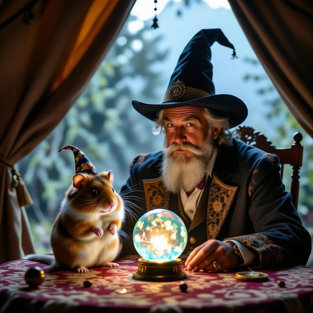 Fortune Teller and Hamster in Magic Tent