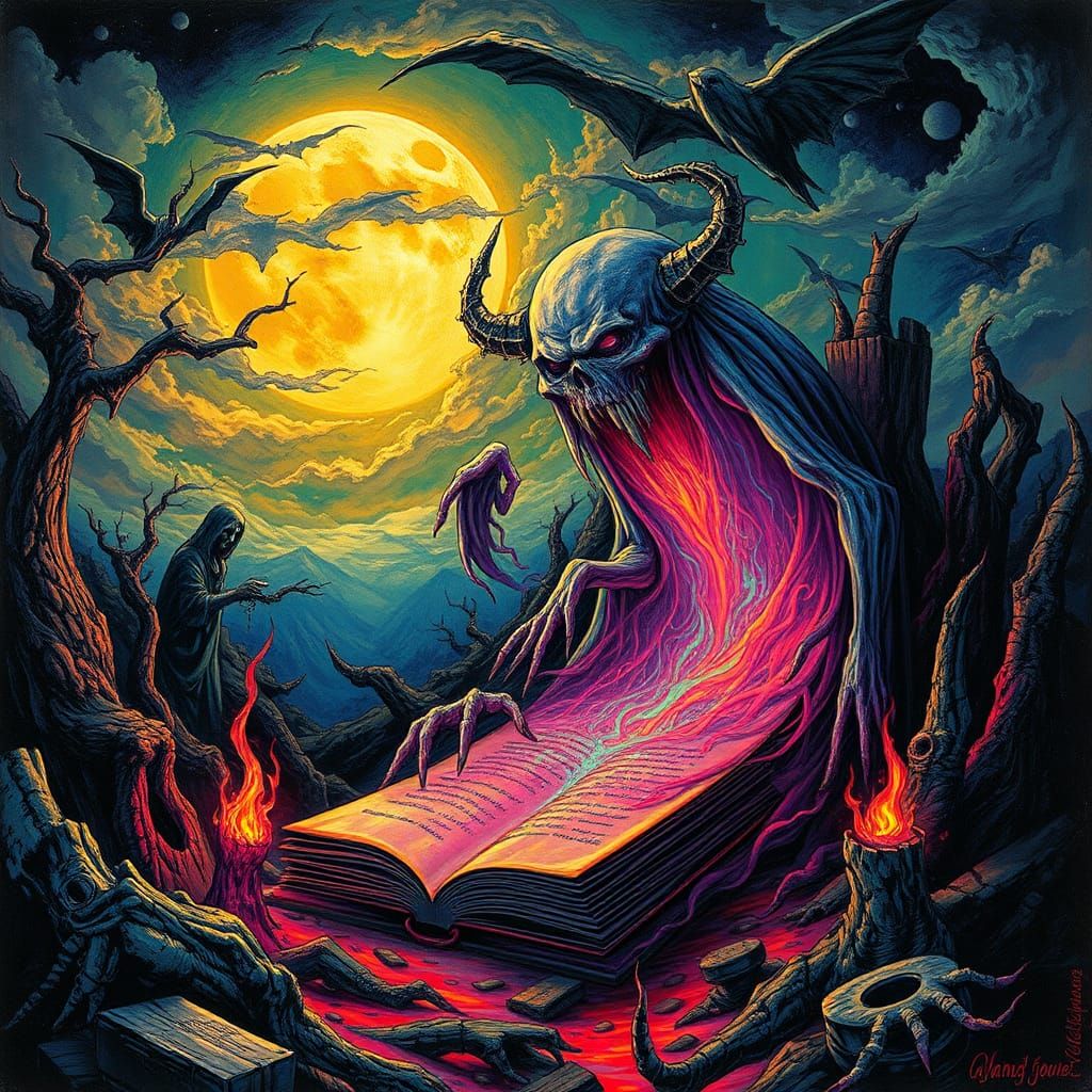 cursed book of spectral horrors, art by Francisco Goya and J...