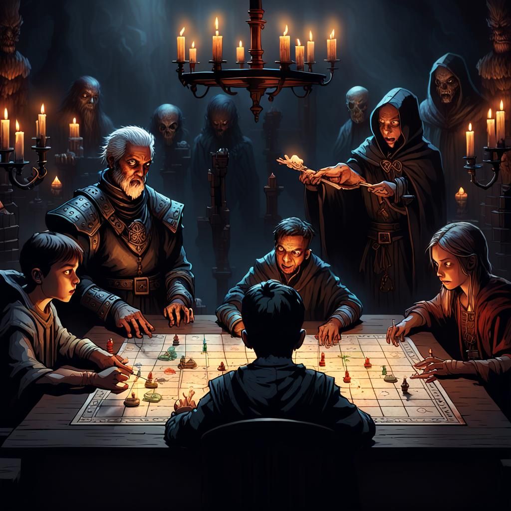 Kids Play D&D in Dark Fantasy Style
