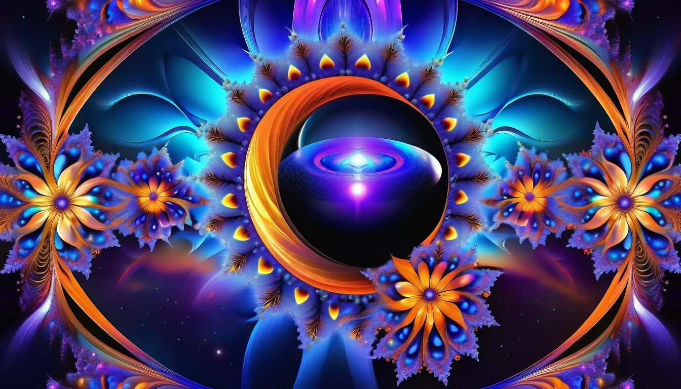 Fractal Alien Flower with Glass Moon