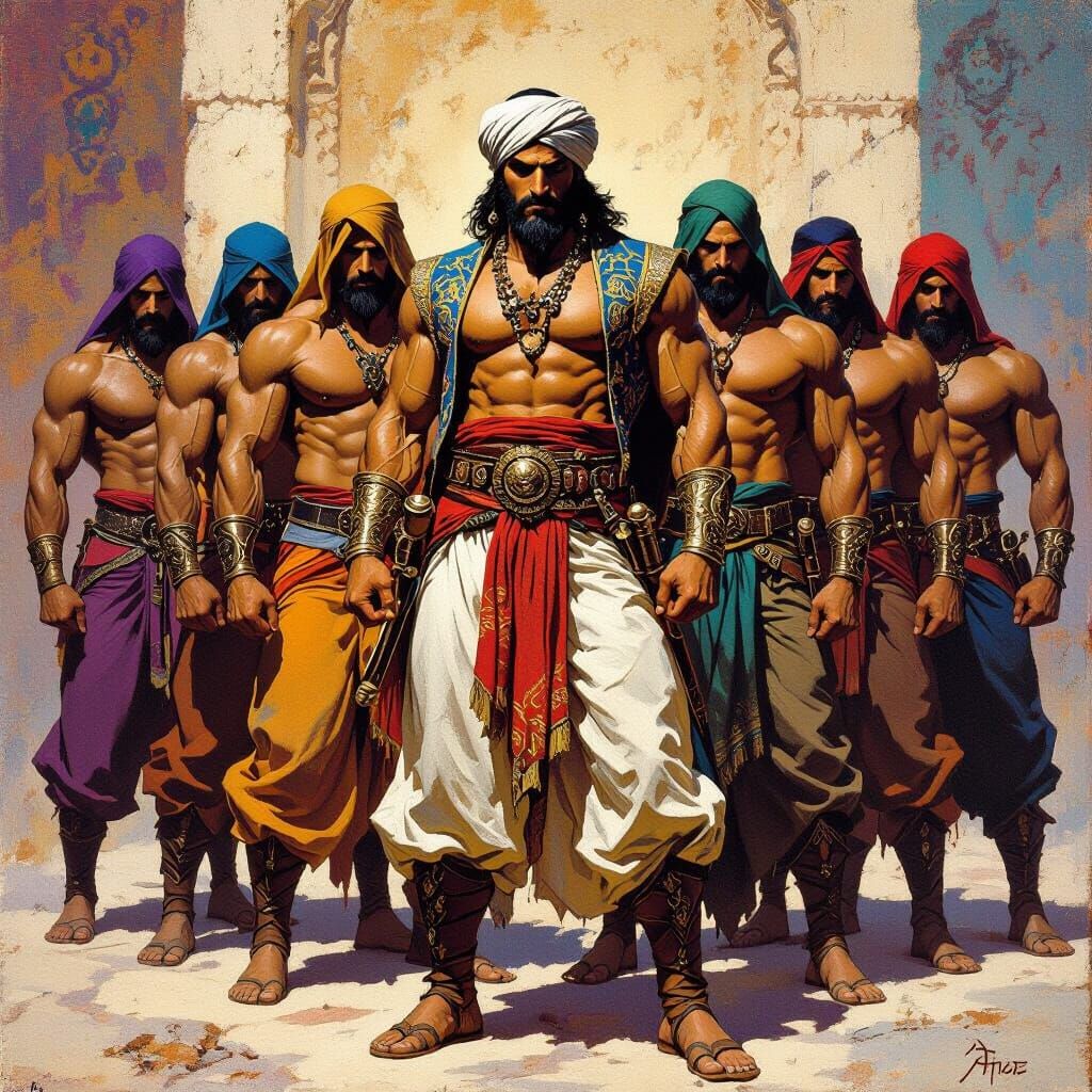 Ali Baba and Forty Thieves in Frazetta Style