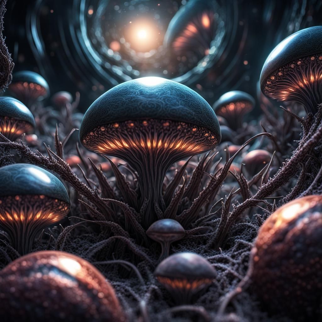 Alien Seedings Wallpaper: Hyperrealistic Cosmic Fantasy