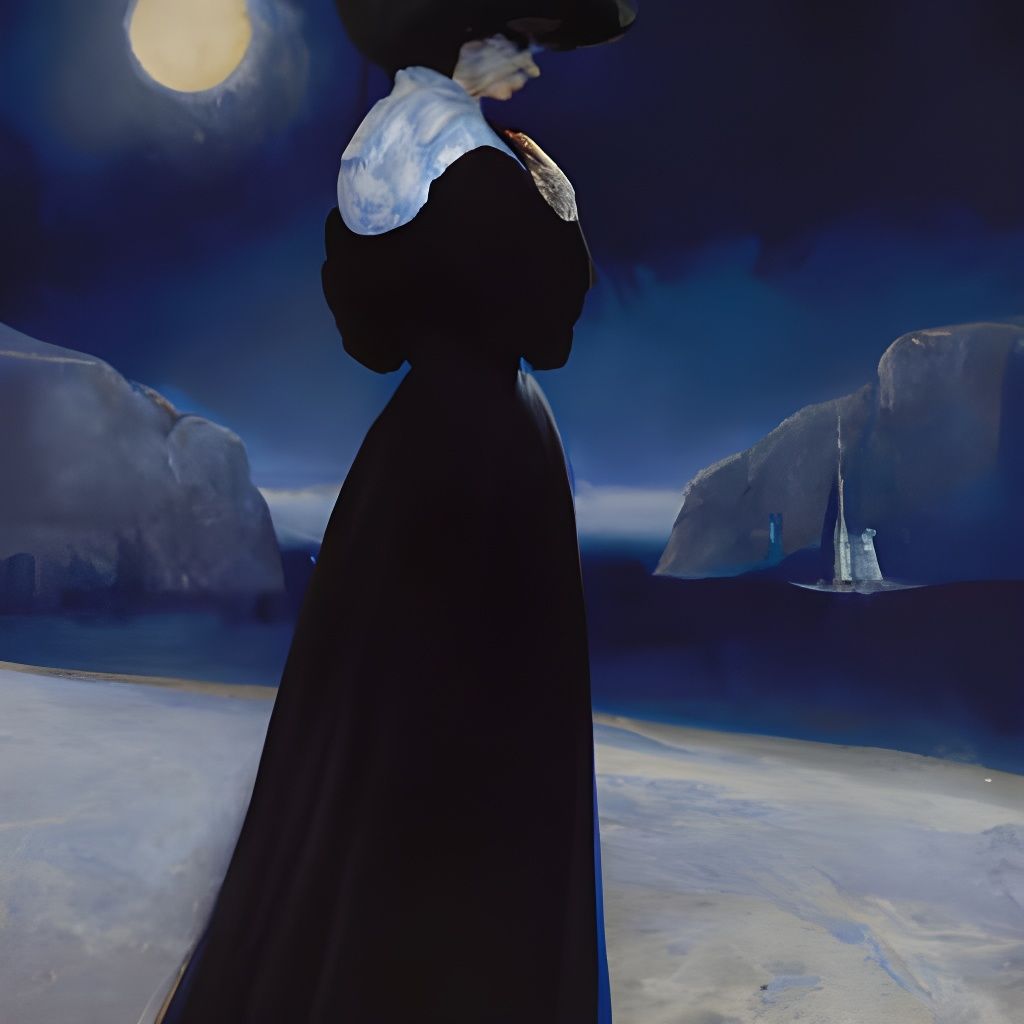Gothic Moonscape in Art Nouveau Style