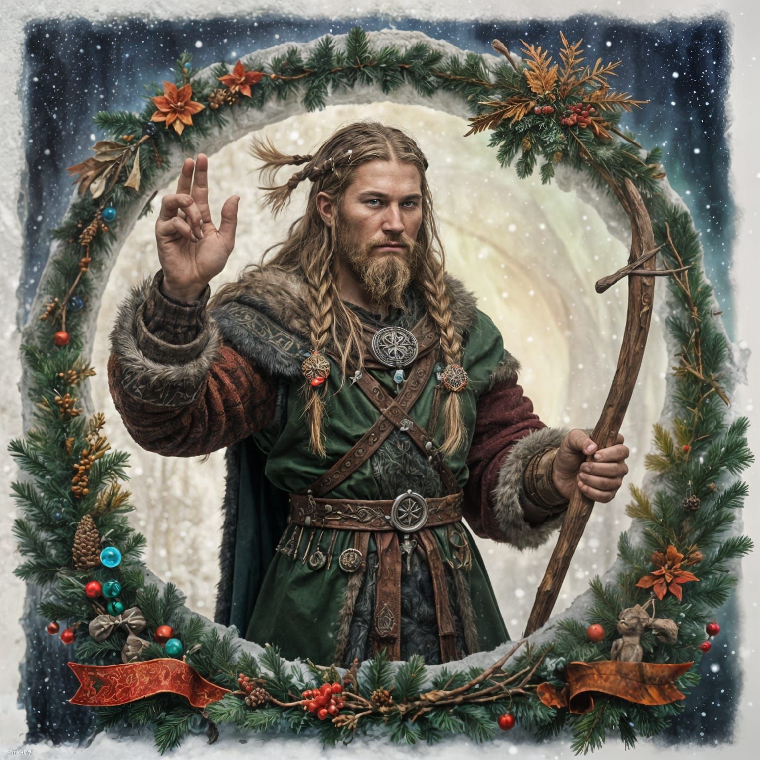 Winter Solstice Celebration in Vibrant Nordic Colors