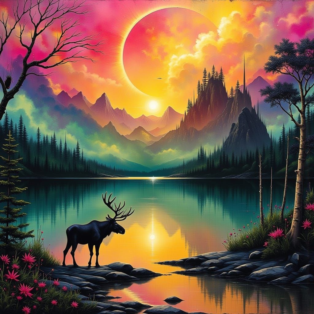 Majestic Moose Basks in Sunset Splendor