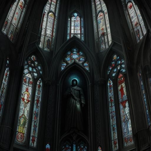 Horror Stained Glass Window in Doré Style