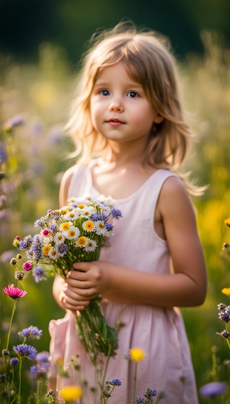 Girl in Flower Meadow: Professional Photography