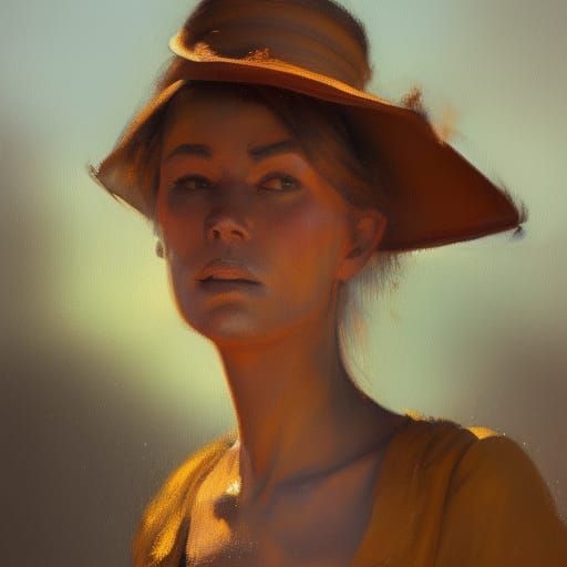 Australian Gold Rush Woman Portrait in Oil Paint Style