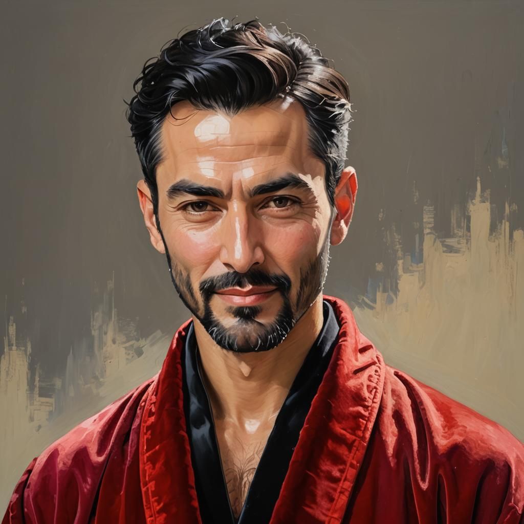 Expressionist Painting: Man in Red Velvet Robe