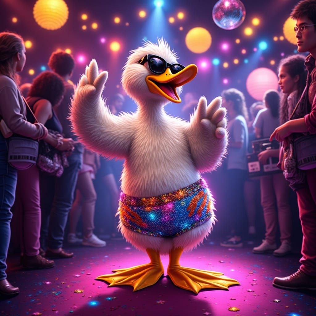 Disco Duck in 1970s Nightclub Cartoon