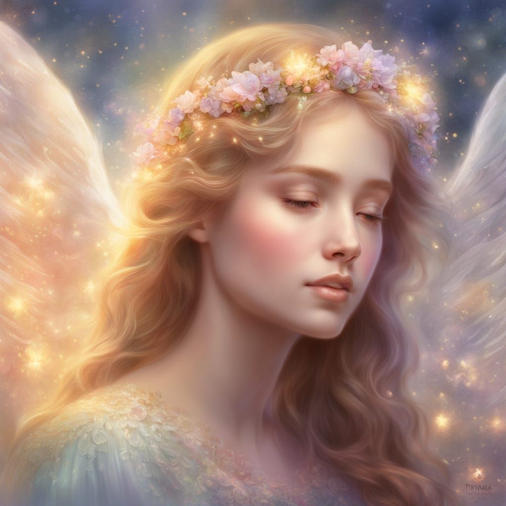 Ethereal Angel Portrait in Pastel Colors