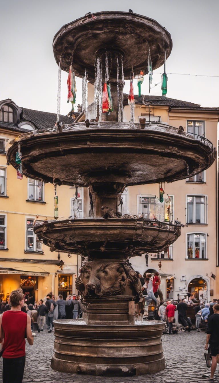 Vibrant Beer Festival at Night in Town Square