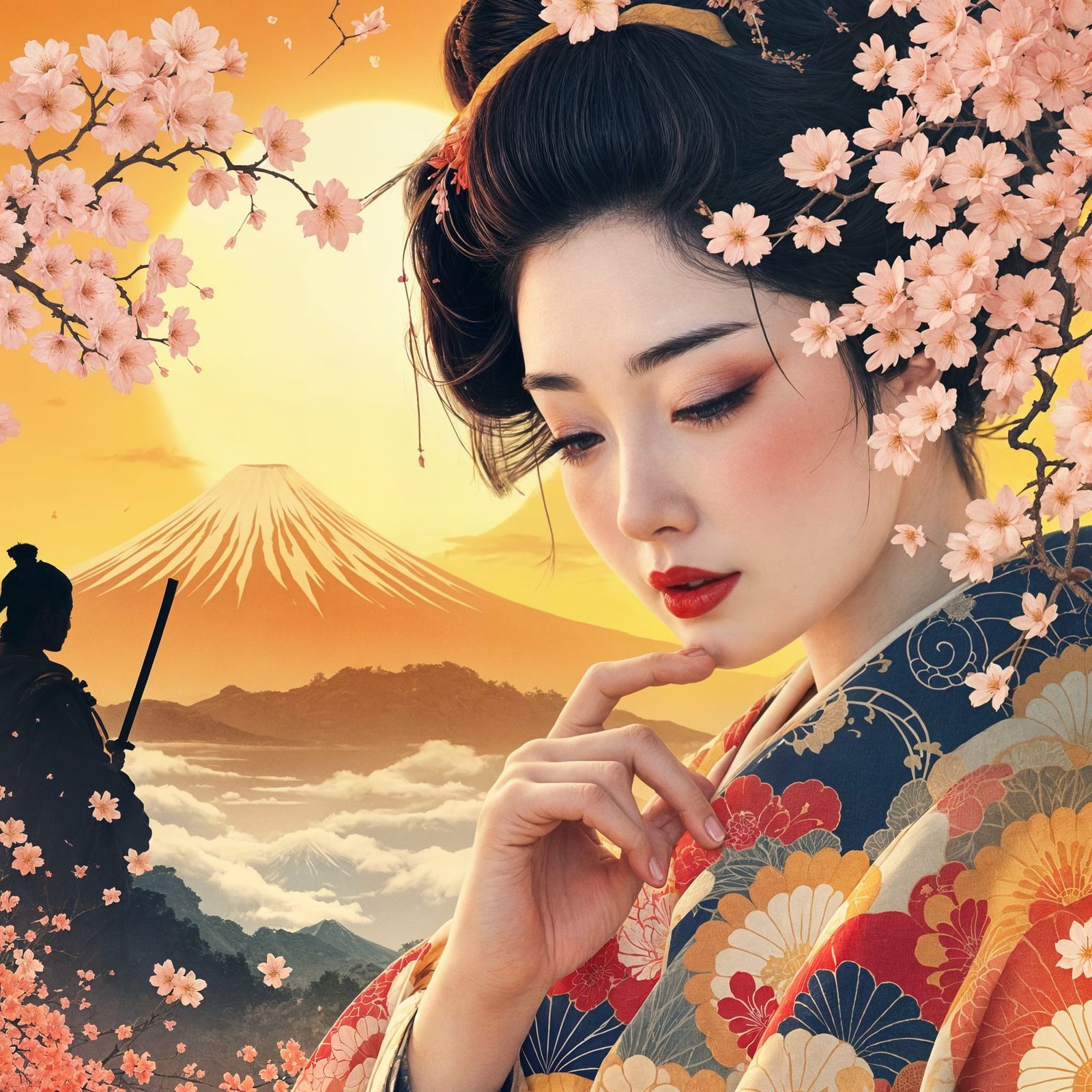 Surreal Japanese Landscape in Vibrant Colors