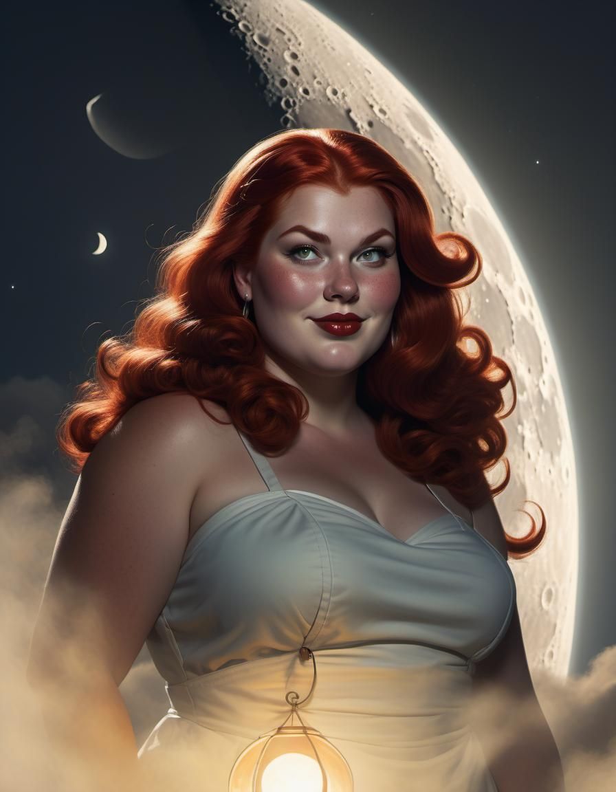 Red-Haired Witch in Chiaroscuro Lighting