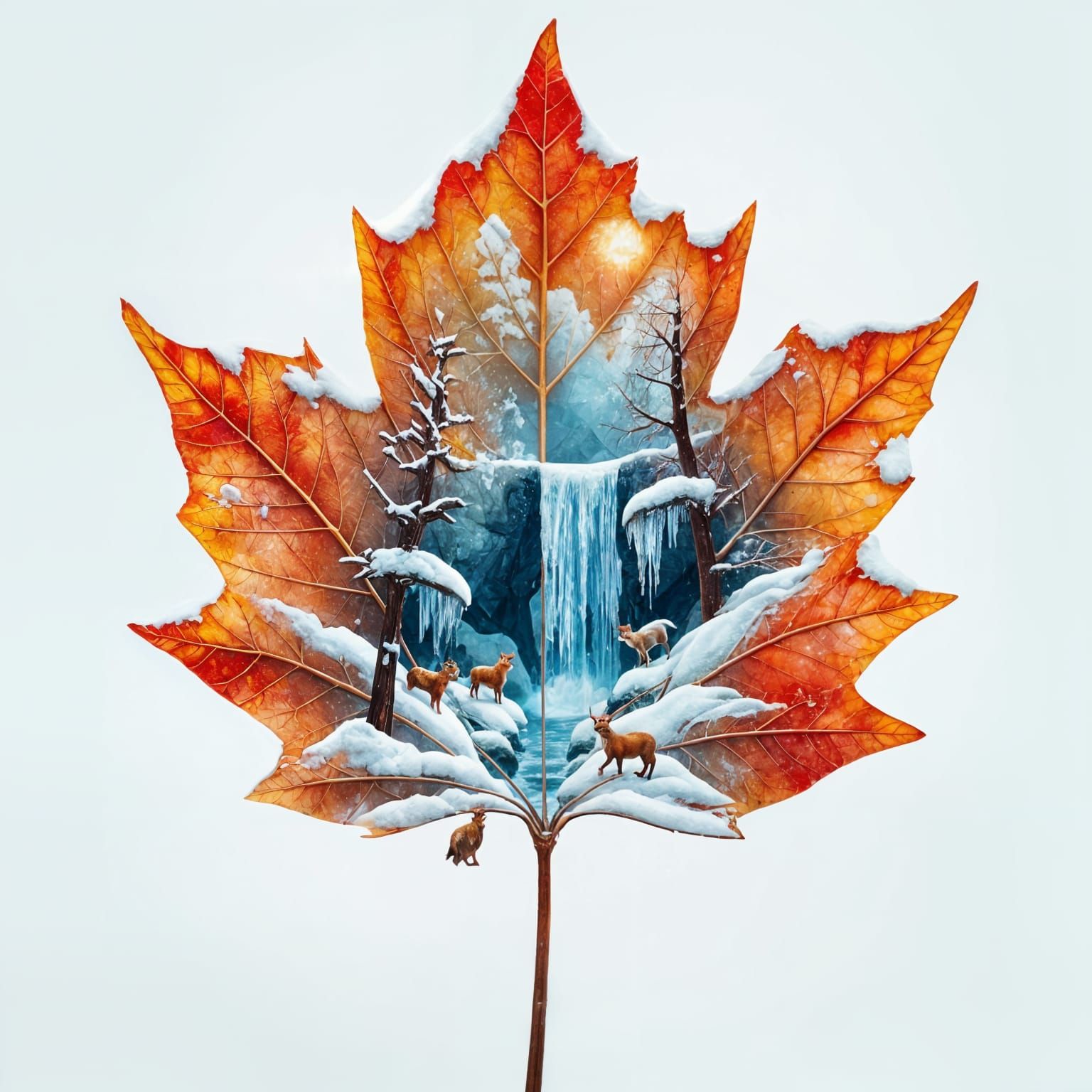 Vibrant Winter Leaf Graffiti Art