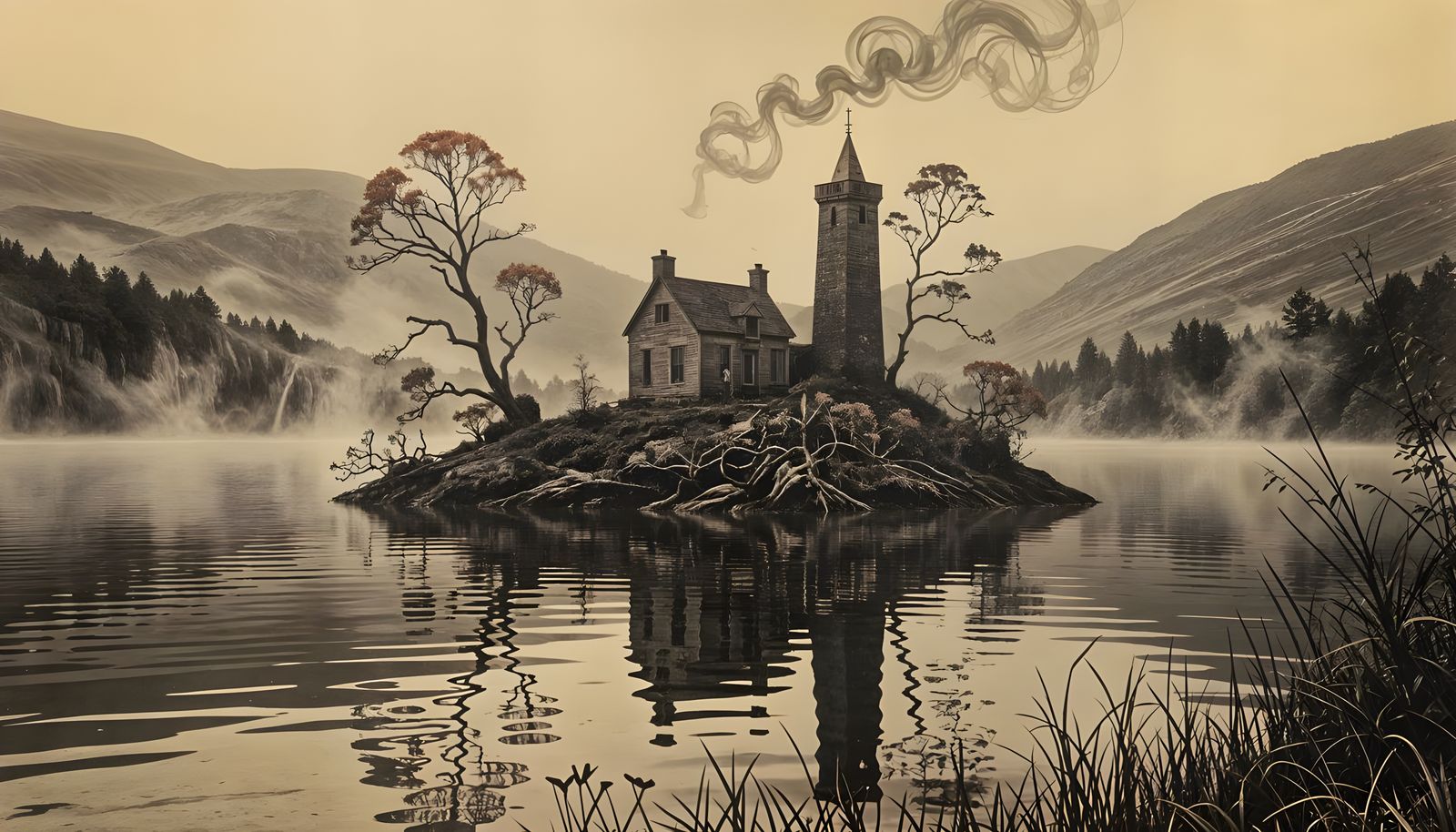 Dystopian Psychedelic Lake Isle of Innisfree in 1900s Photo ...