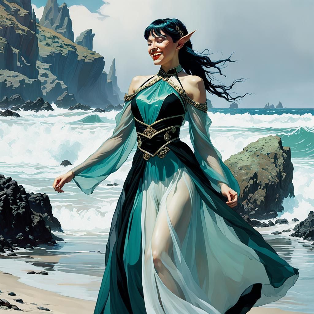 Enchanted Elf Adventure in Double Exposure Style