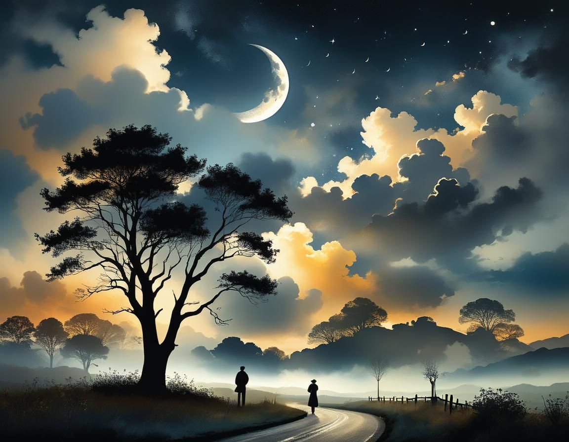 Surreal Evening Love Song in Oil on Canvas