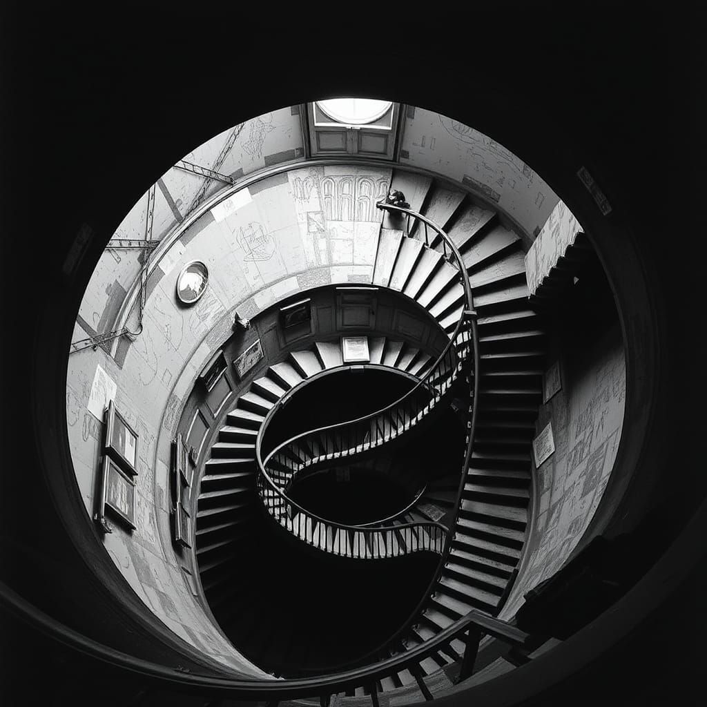 Chaotic Circular Staircase in Escher Style
