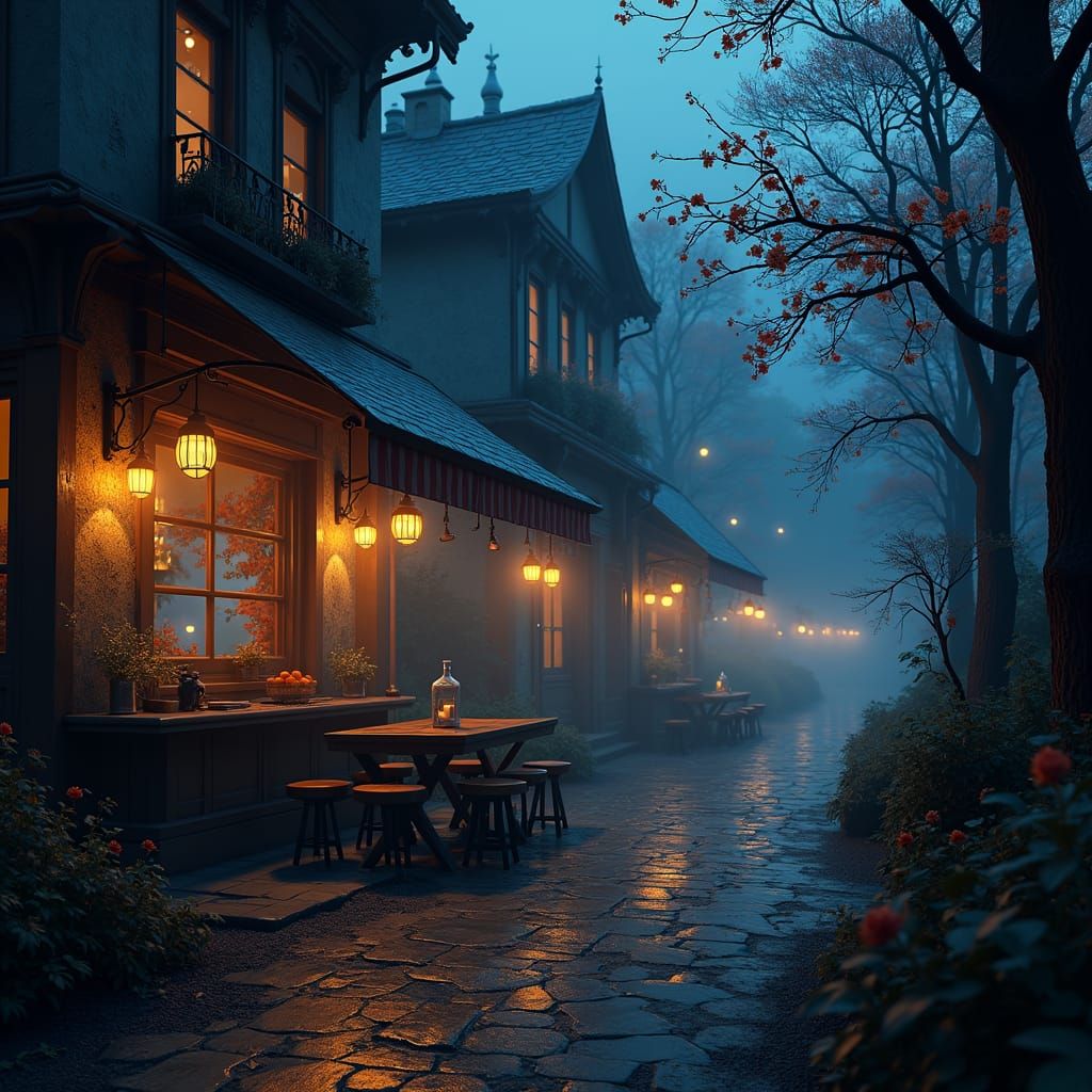 Mystical Night Cafe Scene in High Resolution