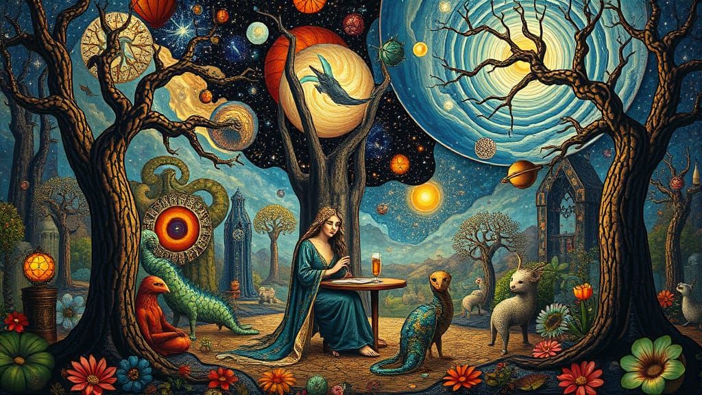 Psychedelic Utopia with Sacred Geometry in Bio-Art Style