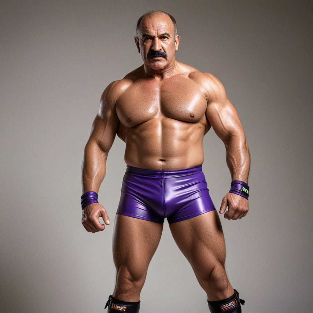 Confident Arab Wrestler Exudes Masculine Grandeur in Bold Fa...