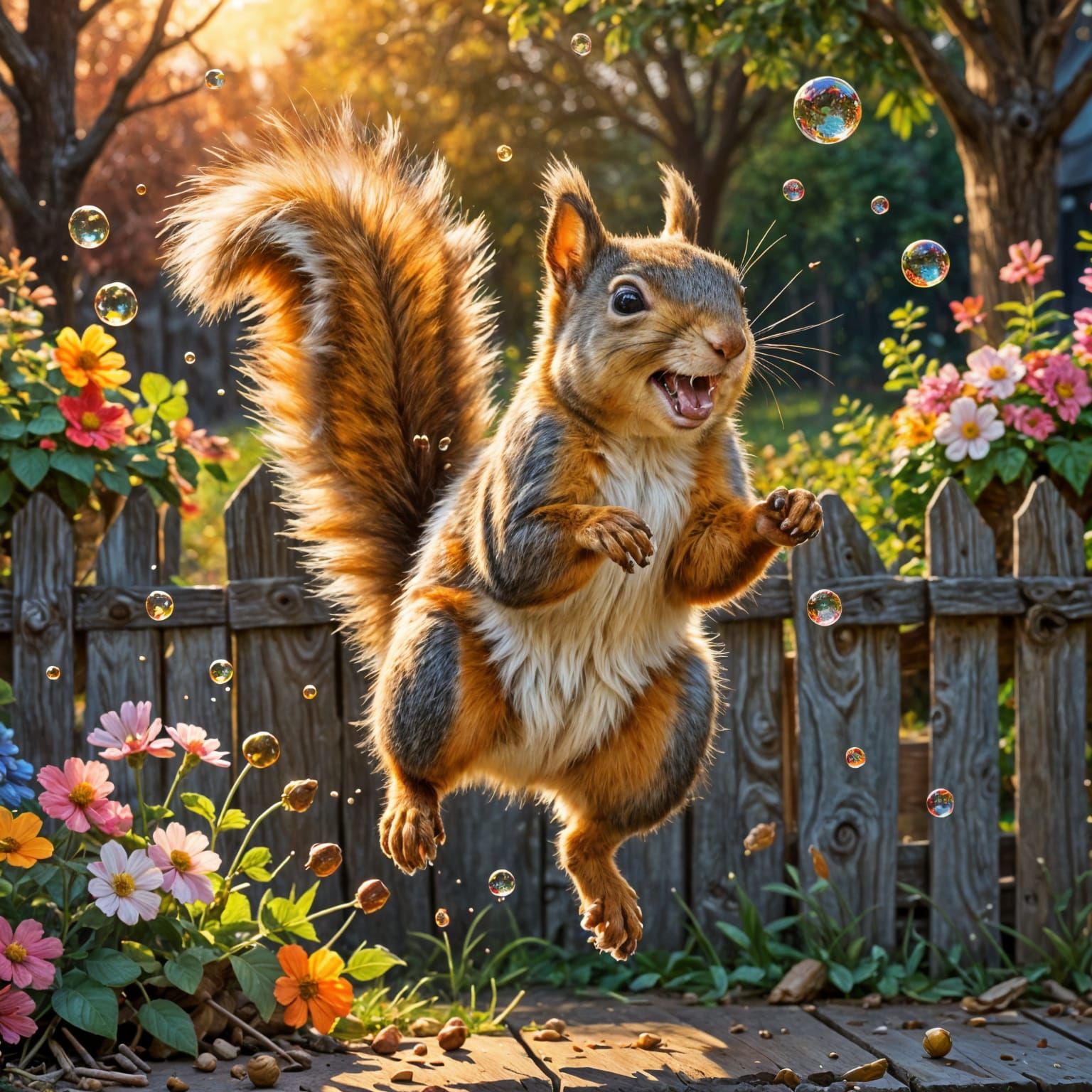 Excited Squirrel Reaching for Walnuts in Fauvism Style