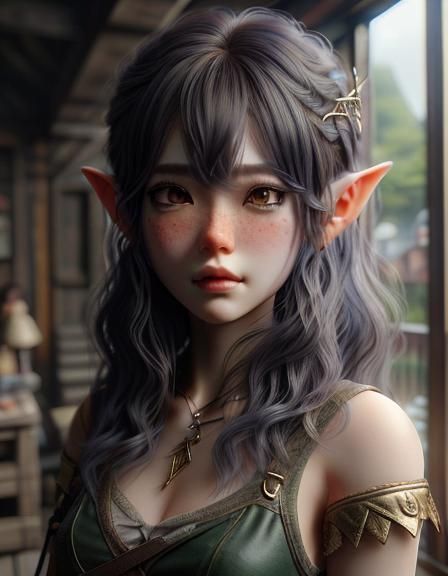 Photorealistic Elf Portrait in Anime Style
