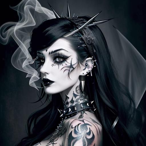 Gothic Goddess Portrait in Ethereal Oil Painting Style