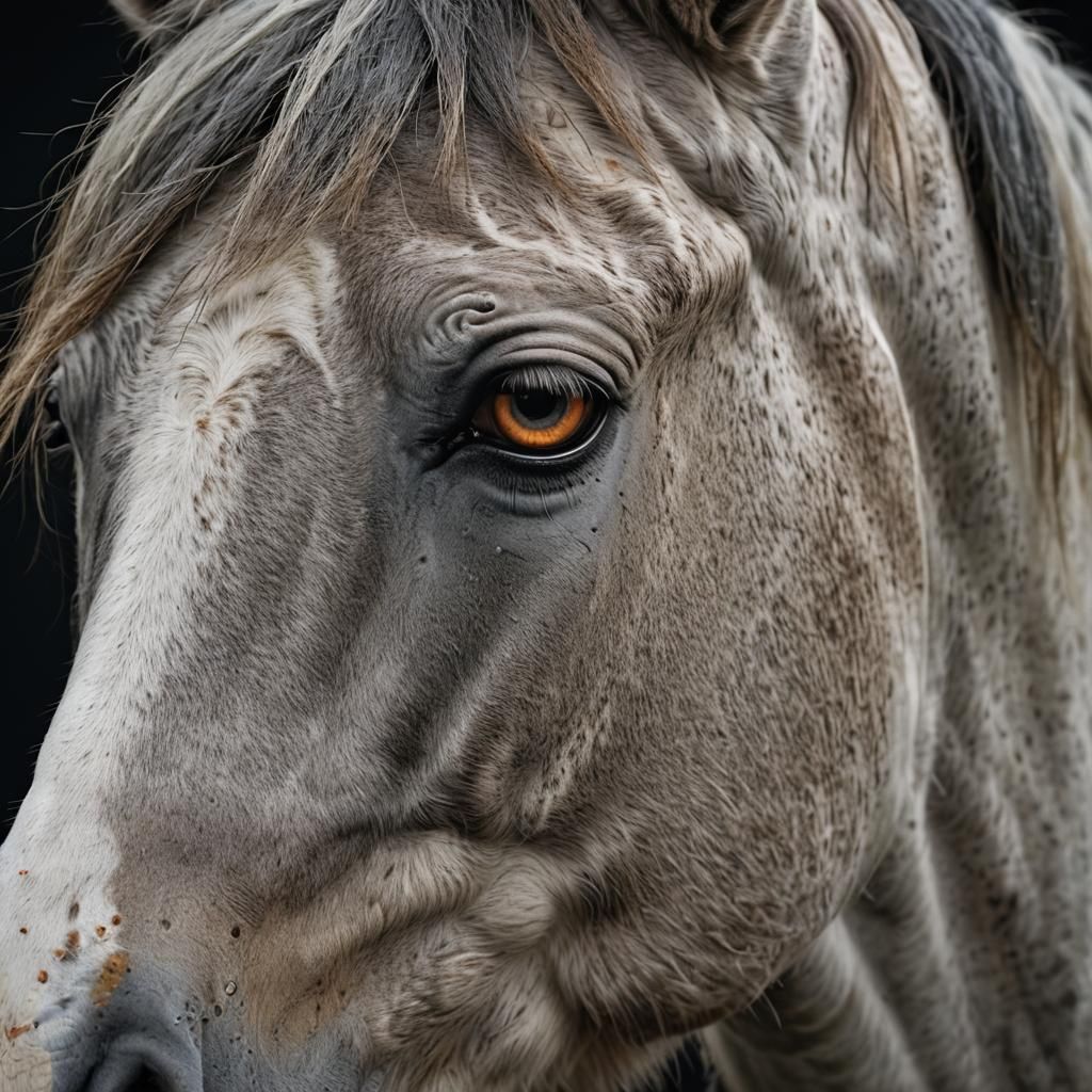 Striking Gray Horse Portrait in Professional Style