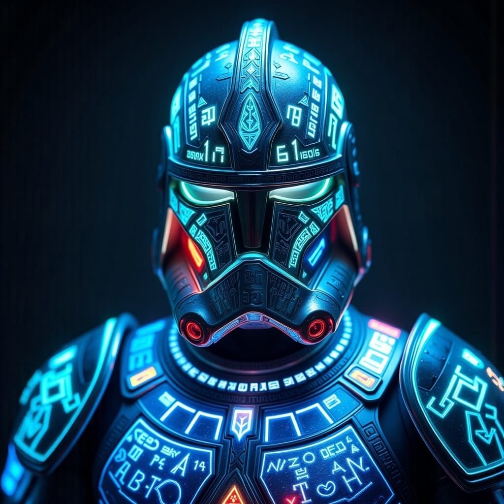 Glowing Hieroglyphs: An AI-Generated Image