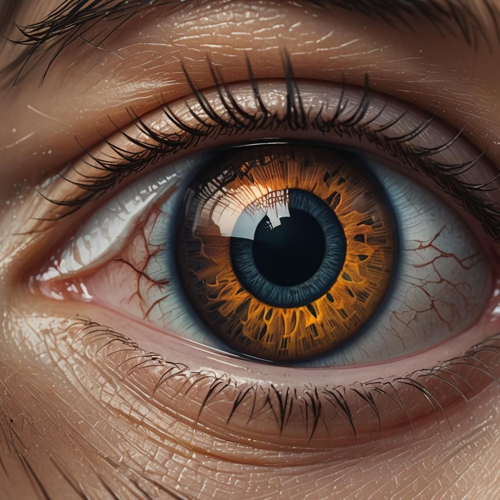 Hyperrealistic Animal Eye with Sunset Reflections