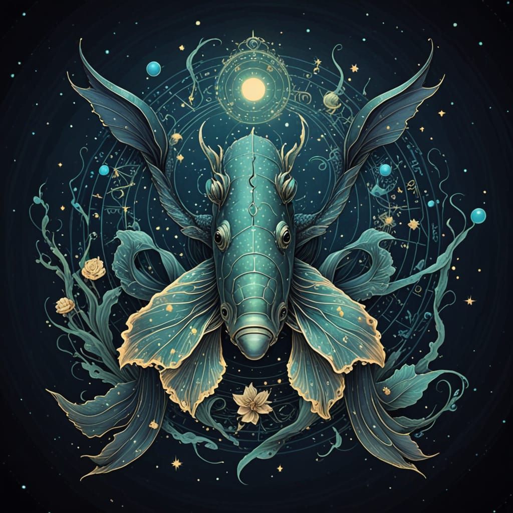 Enigmatic Pisces in Dreamlike Water Scene