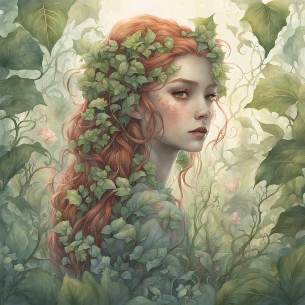 Poison Ivy in Ethereal Garden, Fantasy Art