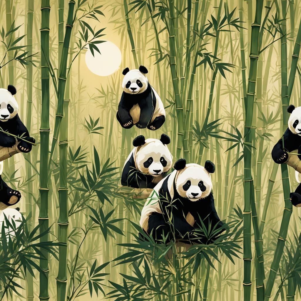 Panda in Bamboo Forest Concept Art
